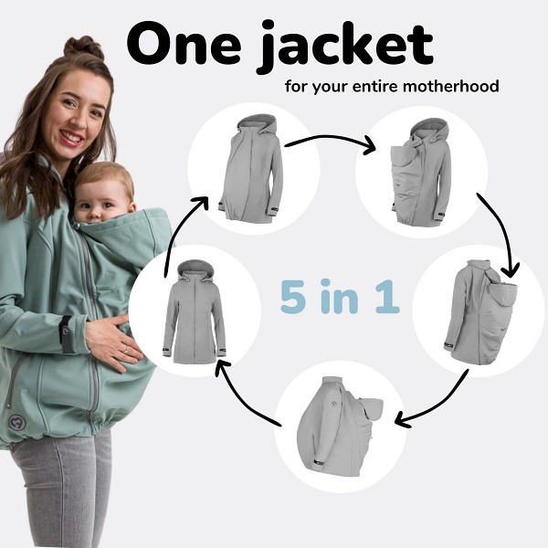 Be Mama - Maternity & Baby wear Veste imperméable 2 en 1 pour homme - Veste de portage & veste softshell en softshell (colonne d'eau : 10 000 mm), ZADAR, Fermeture éclair kaki, M Be Mama - Maternity & Baby wear Veste imperméable 2 en 1 pour homme - Veste de portage & veste softshell en softshell (colonne d'eau : 10 000 mm), ZADAR, Fermeture éclair kaki, M